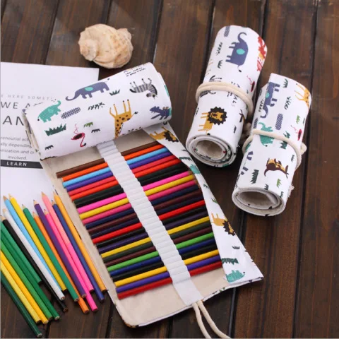 New 36/48/72 Holds Canvas Roll Pencil Case Pencil Bag Brush Pen Sketch Storage Pouch