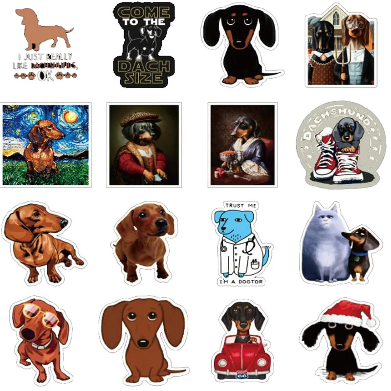 50 Pcs Dachshund Dog Stickers Funny Kawaii Sticker Laptop Skateboard Suitcase Diary Sticker Waterproof Stickers Toy For Children