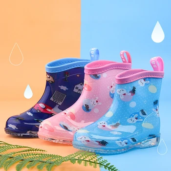 

New Rain Boots Kids Boys Rubber Rain boot 2020 All Season PVC Warm Children Water Shoes Cartoon Galoshes Rubber Kids Boots