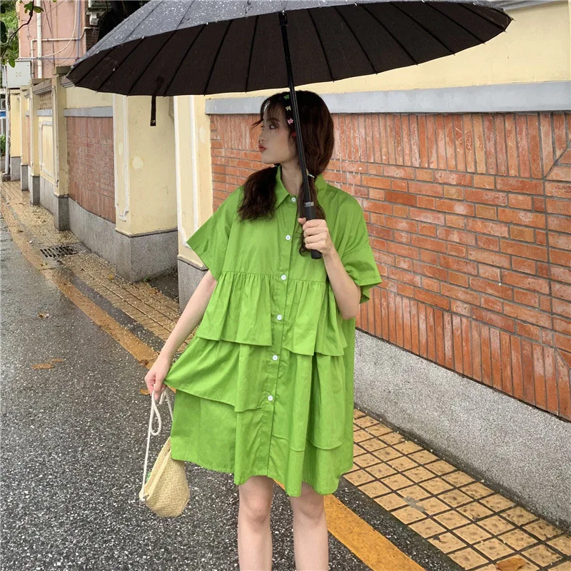 2020 Summer Elegant Sweet Patchwork White Dress New Fashion Short-Sleeve Design High Waist Fresh Casual All-Match Short Dress