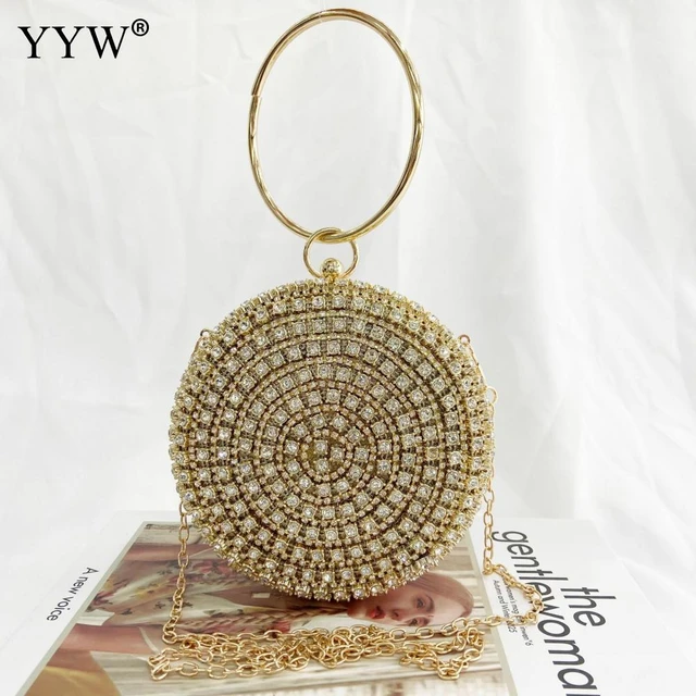 Diamonds Rhinestone Handbag Female Fashion Round Top Handle Bags 2021  Evening Party Clutches And Purse Gold Luxury Shoulder Bags - Evening Bags -  AliExpress