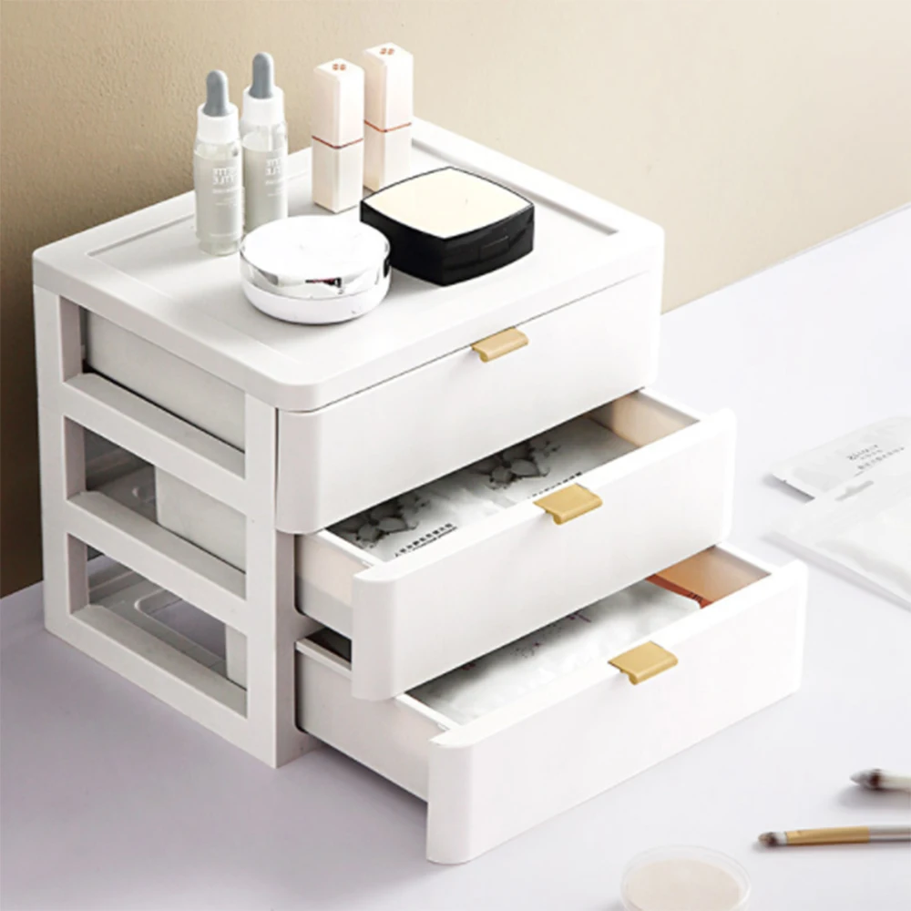 

3-layer Drawer Makeup Brush Drawer Storage Box Jewelry Case Nail Polish Makeup Desktop Sundries Holder Organizer