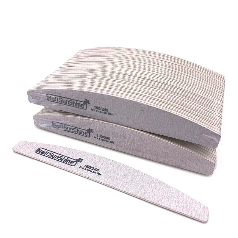 

100Pcs Disposable Nail File 180/240 Grit Sandpaper For Gel Nails Manicure Tool Wooden Gray Double Side Sanding Buffer Block File