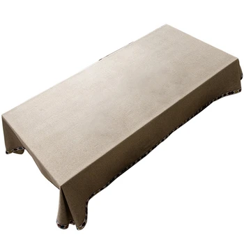 

Nordic Waterproof Tablecloth Imitation Cotton Embroidered Tassel Table Cloth Geometric Line Striped Rectangular Tea Table Cloth