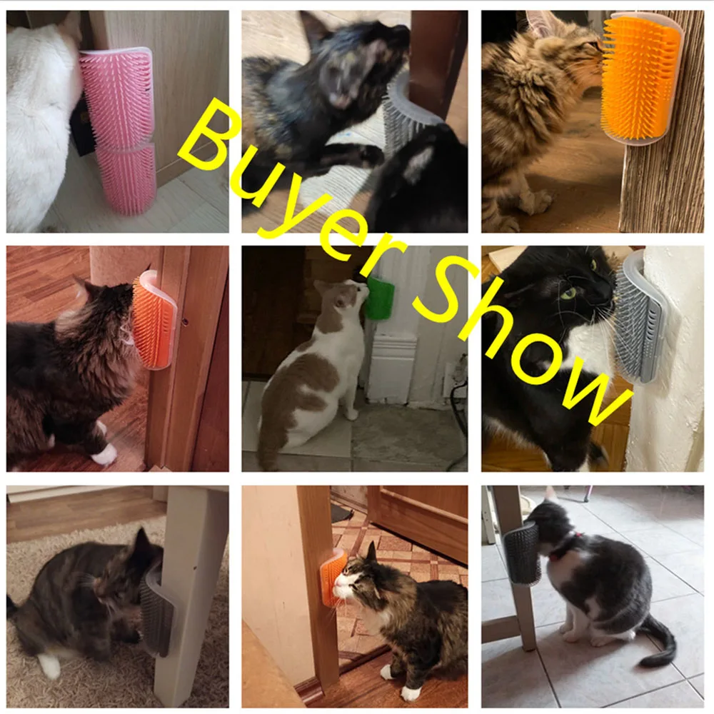 Pet Supplies for Self Groomer Wall Brush Corner Cat Massage Self Groomer Comb Brush with Catnip Cat Rubs with A Tickling Comb