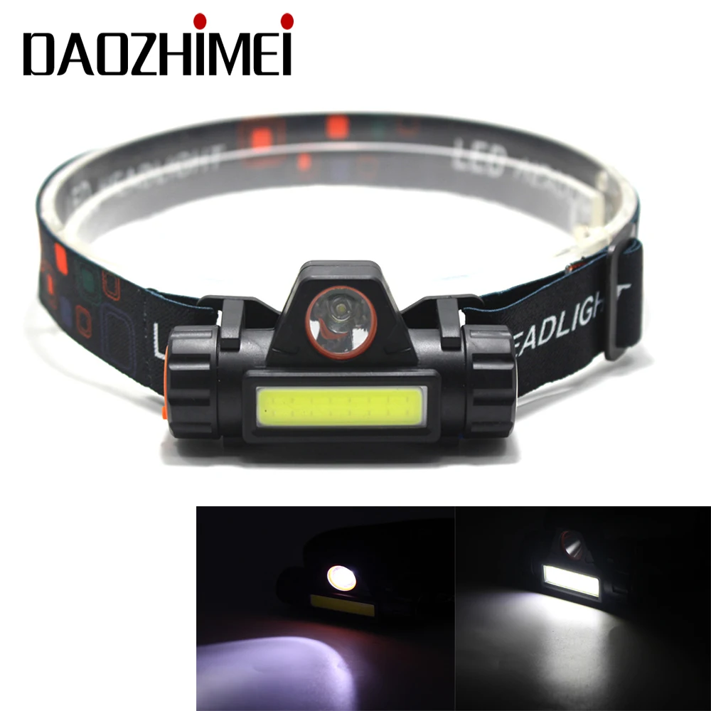 Миниатюрный водонепроницаемый налобный фонарь портативный светодиодный XPE + COB
