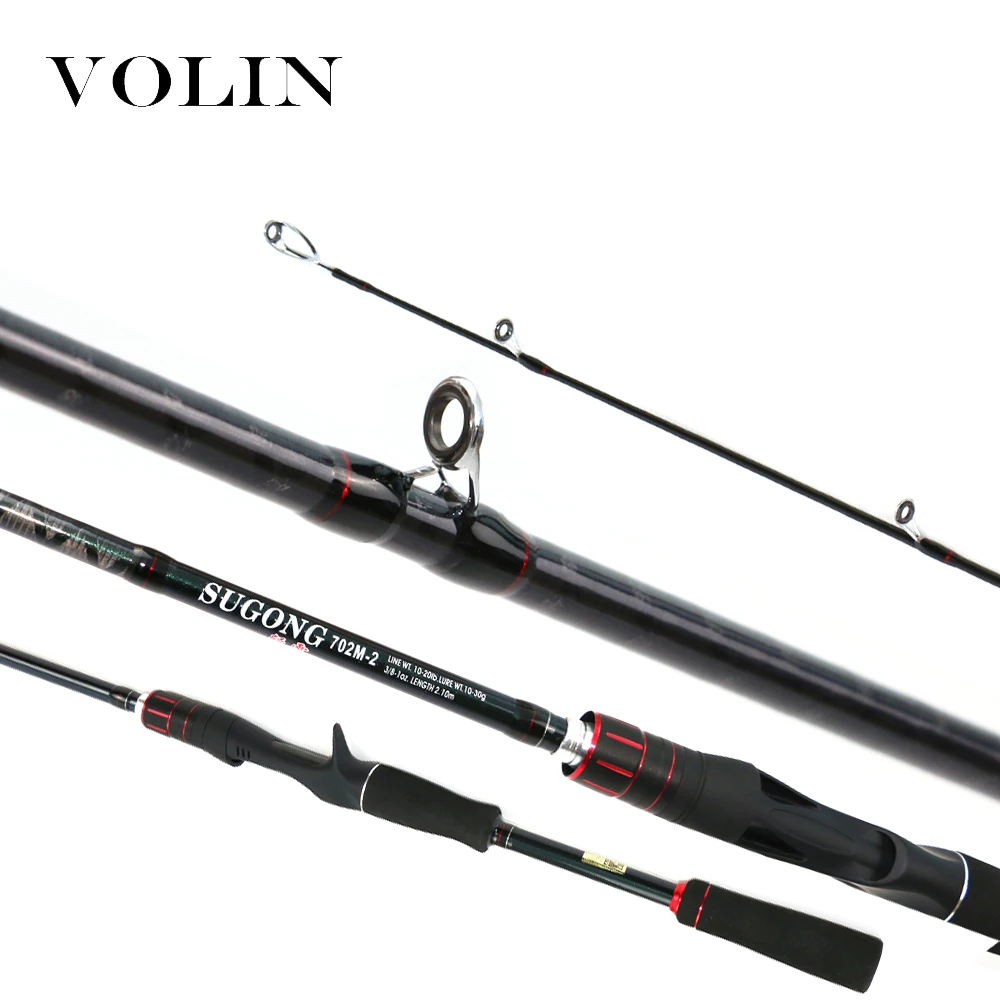 

VOLIN 2020 NEW 2.1m M Power Carbon Casting Fishing Rod 3 Top Tips M/ML/MH Spinning Lure Rod 10-30g 10-20lb 2Sections Fishing Rod