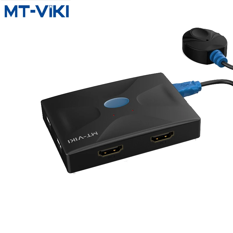 MT-VIKI KVM 스위치 2 in 1out USB HDMI 호환 HD 디스플레이 멀티 컴퓨터 호스트 모니터링 마우스 키보드 공유 장치