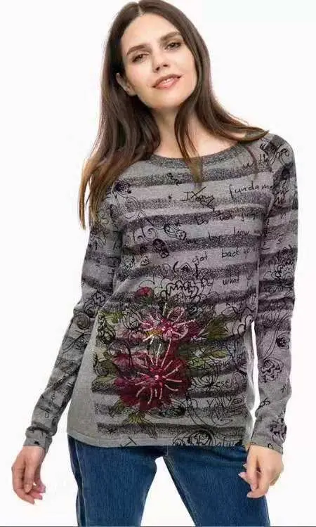 Черный Испанский Модный высококачественный свитер для женщин DESIGUAL(2 - Цвет: Черный