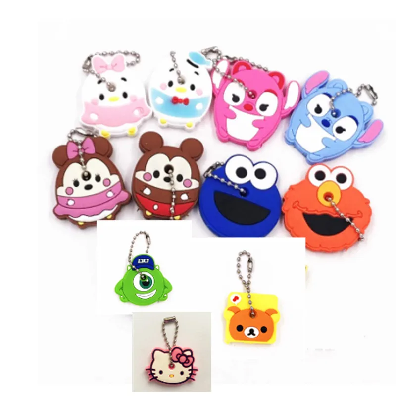 Cartoon Key Dust Cover Silicone Protective Cover for Key Wallets Chain Pendant