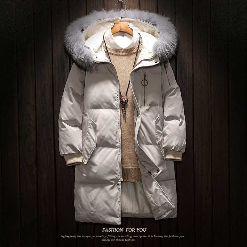 Бренд мужская зимняя куртка пальто толстый теплый большой размер бутик с капюшоном мужская куртка тенденция большой меховой воротник мужская куртка качество мода мужская зимняя куртка