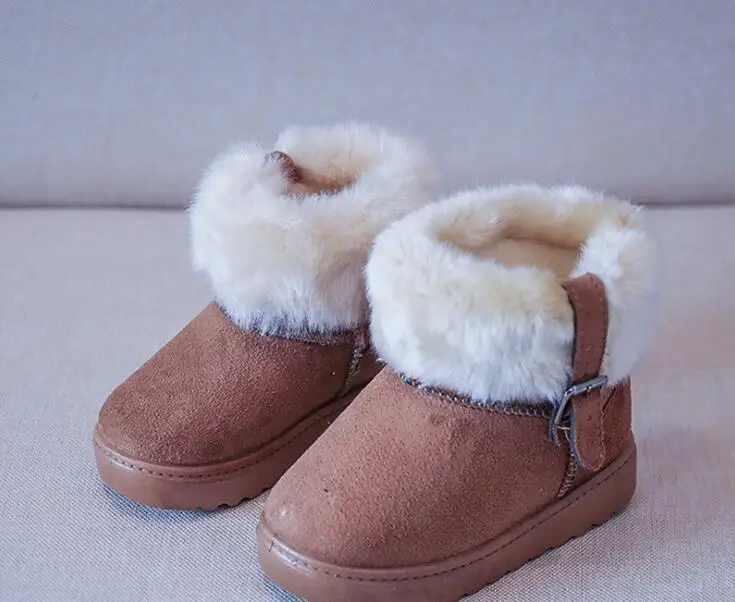 Детская обувь; утепленные детские зимние ботинки; ботильоны для маленьких мальчиков и девочек; зимняя теплая хлопковая обувь; чистый цвет; Новинка; SZ137 - Цвет: SZ137Brown