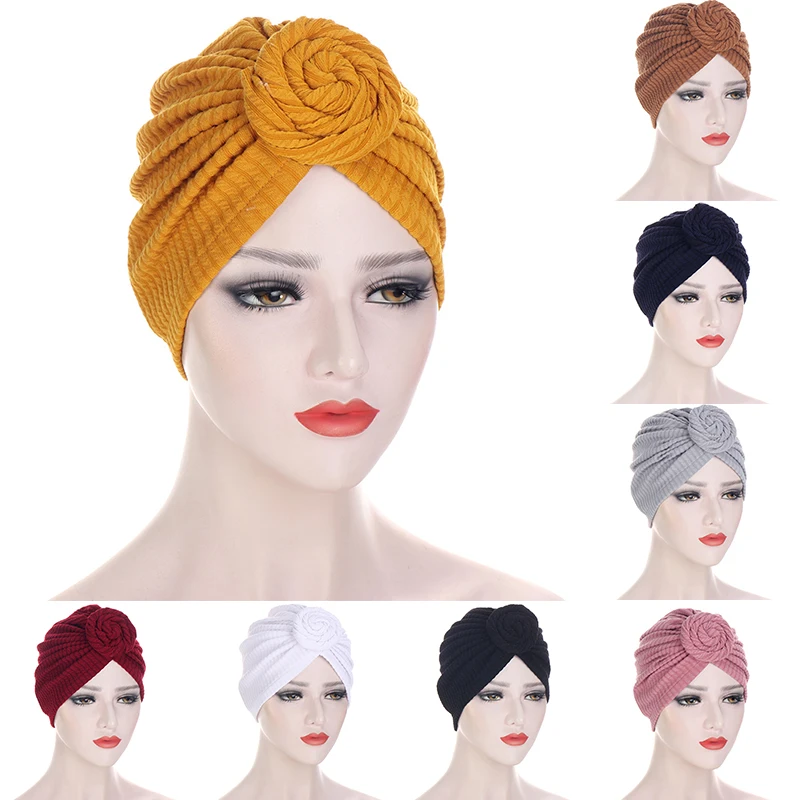 Fashion Muslim Turban Bonnet Cotton Top Knot Inner Hijab Caps African twist Headwrap Women India Hat Hijab Cap