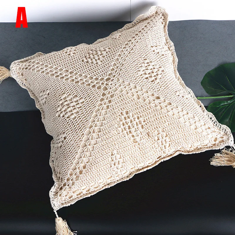 Bohemia Weaving Pillow Cover Hug Pillowcase for Hold Pillow Home Decor Hollow Solid Color DIN889