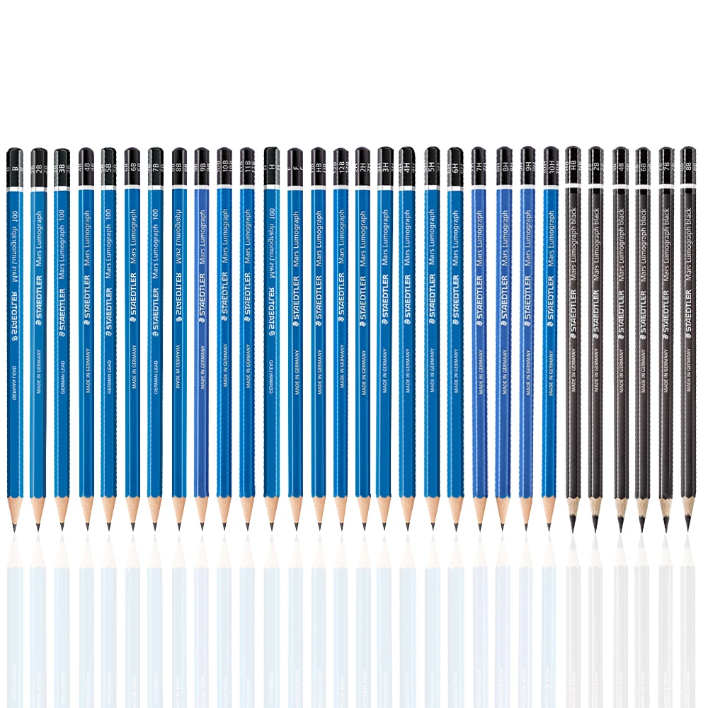 30pcs Staedtler 화성 Lumograph 드로잉 연필 모듬 된 Grades100 & 100B Lumograph 12B-10H Lumograph 검정 HB 2B 4B 6B 7B 8B