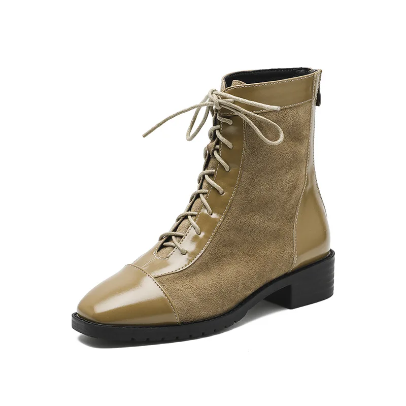 

Shoes Zipper Bootee Woman 2019 Women's Ankle Boots Chunky Heel Booties Ladies Luxury Designer Round Toe Low Med Rubber Rock
