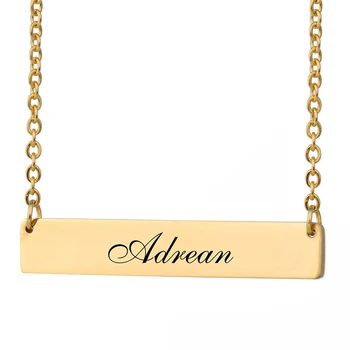 

Custom Nameplate Necklace Women Name Adrean Bar Pendant Best Friends Jewelry Birthday Gifts Stainless Steel Size 40 X 7mm
