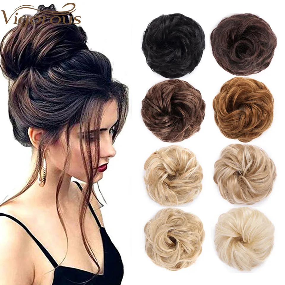 Us 1 85 40 Off Vigorous Synthetic Bun Extensions Curly Messy Bun Hair Scrunchies Elegant Chignons Wedding Hair Piece For Women And Kids In Synthetic