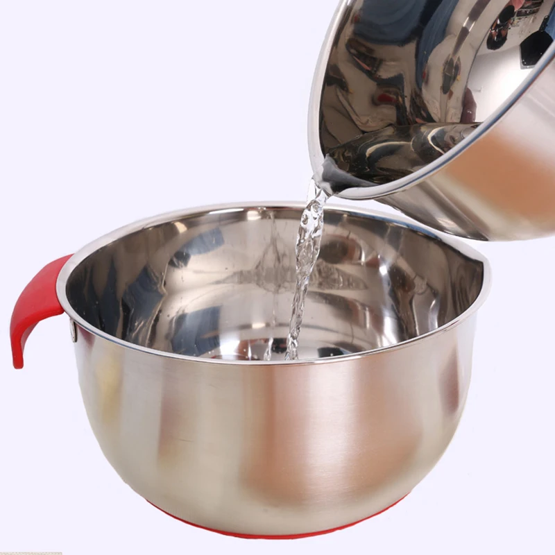 Чаша для смешивания из нержавеющей стали DIY торт хлеб салат смеситель нескользящий Силиконовый база вложения емкости для хранения кухонный инструмент