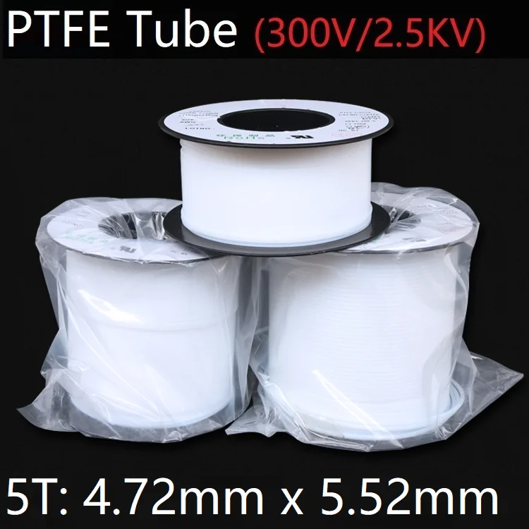 5T 4,72 мм x 5,52 мм PTFE трубка T eflon Изолированная жесткая капиллярная F4 труба высокая термостойкость шланг передачи 300 в белый