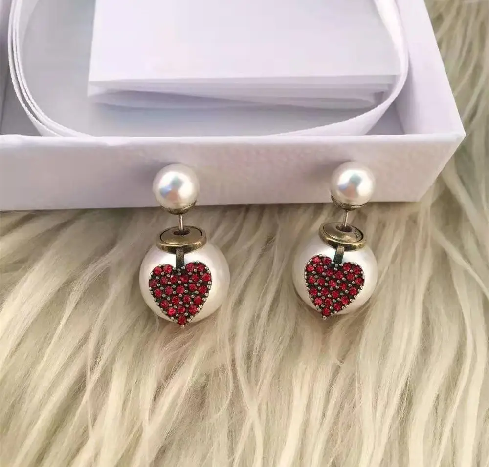

Luxury, high-end, customized Christmas gift, red heart, elegant pearl earrings ZP77021040