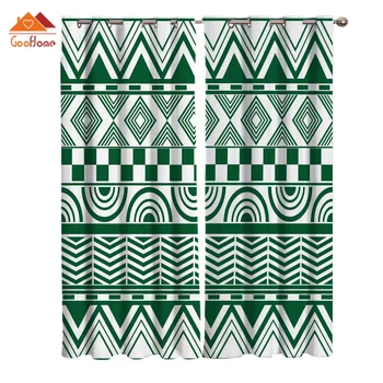 

Ethnic Patterns Of Black And White Color Abstract Geometry Window Curtains Living Room Outdoor Fabric Drapes Curtain Home Decor