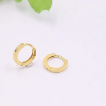 

Real 18K Yellow Gold Earrings For Women Very Small Hoop Earrings 9mmDia Gift New Best Gift