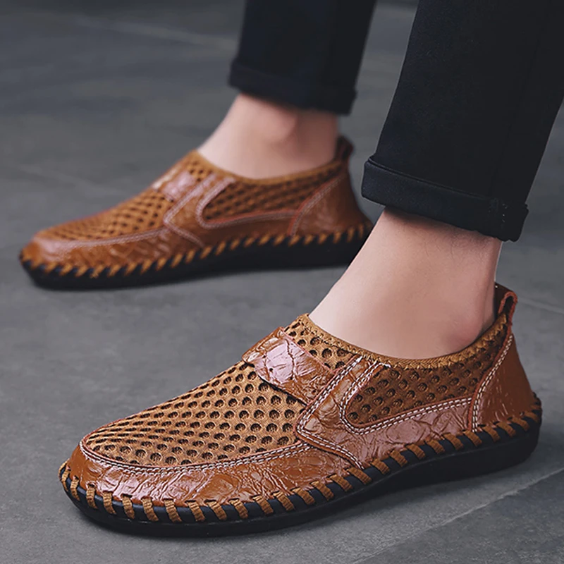 Coslony breathable mesh shoes Men Casual Shoes2020 Summer Footwear Fashion Soft Male Outdoor Moccasins Loafers slip on sneakers
