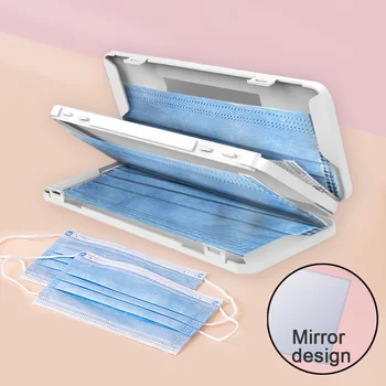 

Doublelayer Mask Storage Box Disposable Mask Dustproof Storage Holder Portable Band-aid Box Temporary Storage Folder With Mirror