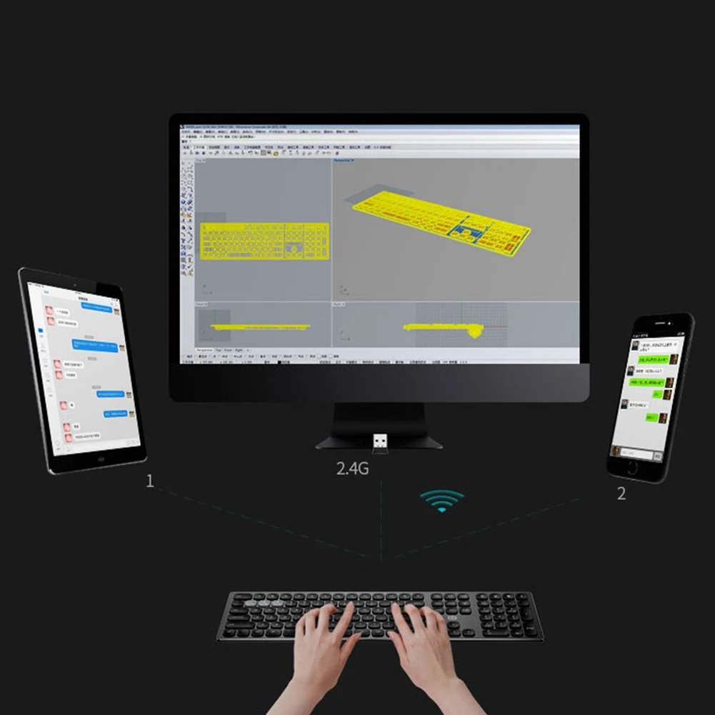 Новое поступление l Двухрежимная тонкая Бесшумная Беспроводная bluetooth-клавиатура 2,4G для Windows s iPad Android