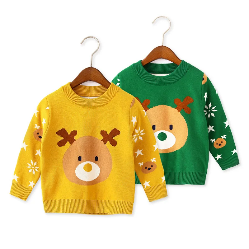 

Kids Sweater Children's Elk Deer Print Sweaters Boy Clothes Fashion Cute Girl Clothing Spring Autumn Winter 2-8T Christmas Wear