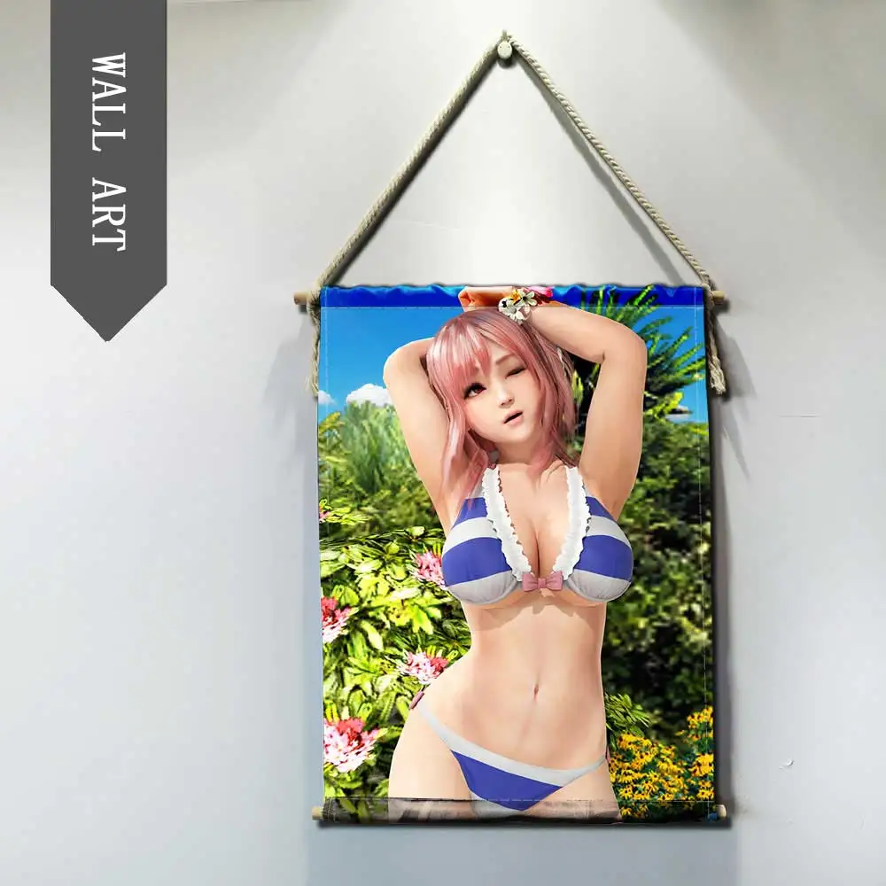 DEAD OR ALIVE XTREME DOAX декоративная краска для стен искусство красоты плакат современной плотной древесины хлопковая нить подвесной вал прокрутки краски - Цвет: 1
