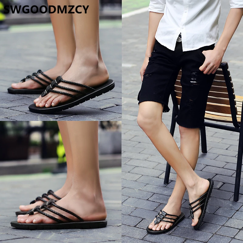 

Genuine Leather Slippers Flip Flops Summer Shoes Mens Slippers Outdoor Beach Slippers Men Hausschuhe Zapatos De Hombre Chinelo