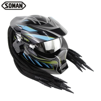 

Helmets Predator Black Flip Up Motorcycle Helmet Custom Full Face Helmets Cool Casco Moto Motorcycle Helmet Predator