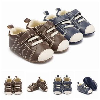 

Classic Newborn Baby Boy Soft Sole Shoe Anti Slip PU Leather Sneaker Trainers Prewalker Blue 0-18M