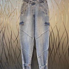 Новые осенние и зимние женские уличные джинсы с высокой талией 1213