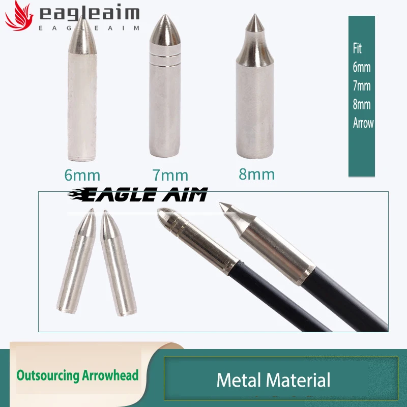 

5PCS/Lot Archery ID 6mm 7mm and 8mm practice arrow point bullet arrow shooting tips stainless steel arrow points F archery Shaft