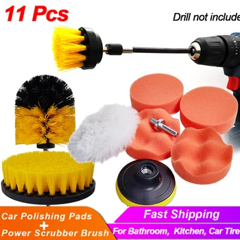 

Car Clean Brush 3pcs Power Scrubber Drill Brush M10 Polishing Pads Sponge Extension Tube Car Polish Wheel Cleaning Kits