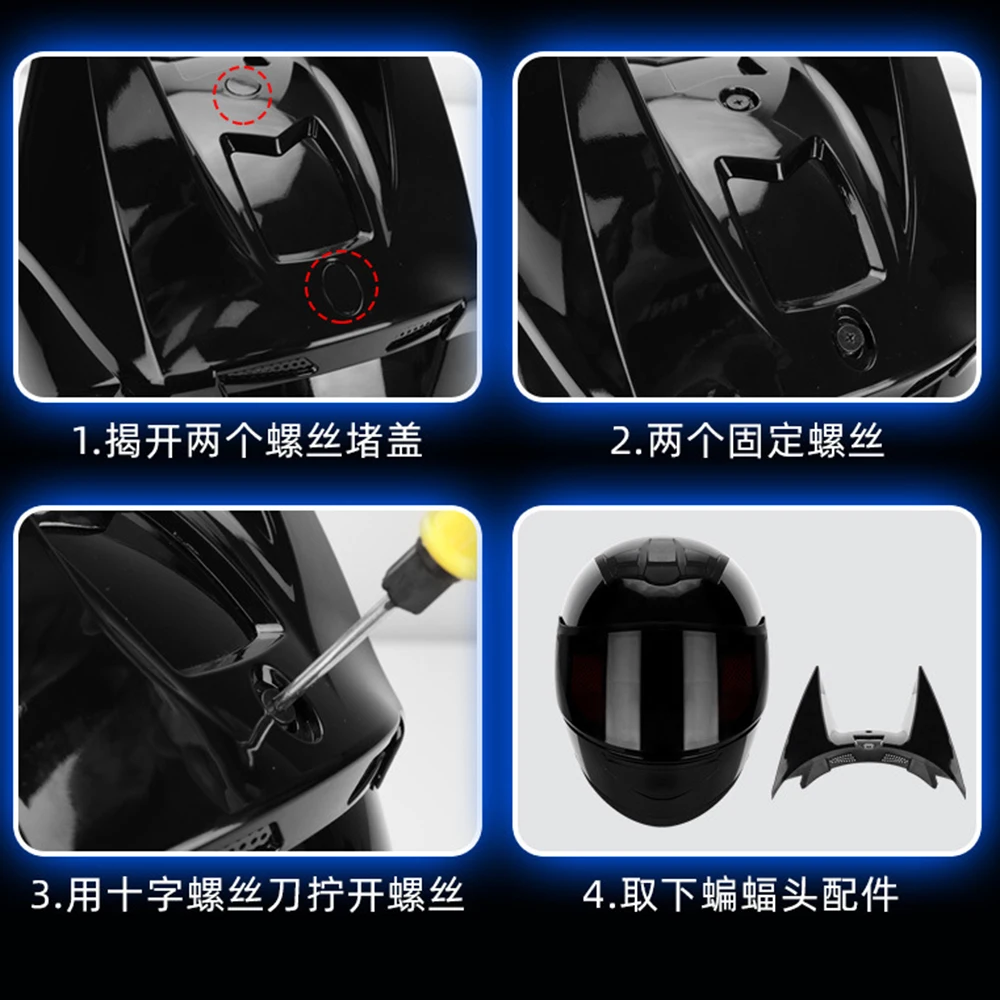 Motorcycle Helmet Men Women Casco Moto Moto Ear Helmet Personality Full Face Motor Helmet Motocross Capacete Casque Black