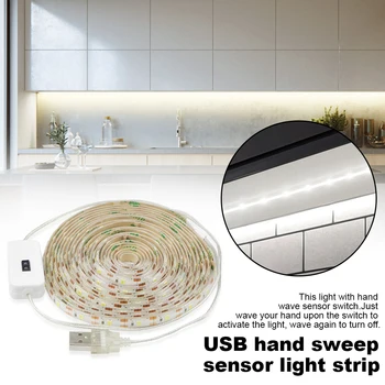 

Home Decor Waving For Kitchen Adhesive USB Power LED Strip Ribbon Stairs Motion Sensor Under Cabinet Hand Sweep Smart Waterproof