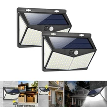 208 светодиодный светильник на солнечной батарее, уличный солнечный светильник с датчиком движения PIR, настенный светодиодный светильник, водонепроницаемый солнечный светильник для украшения сада