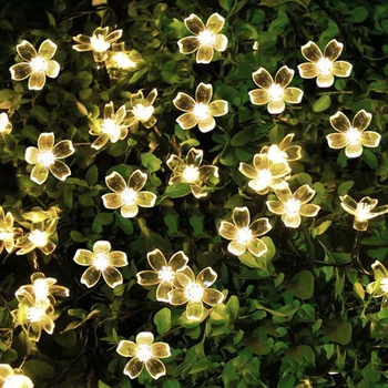 

Kids 9M Power LED String Fairy Lights Solar Garlands Garden Christmas Decor Outdoor 50 LEDS Peach Blossom Flower Solar Lamp Toys