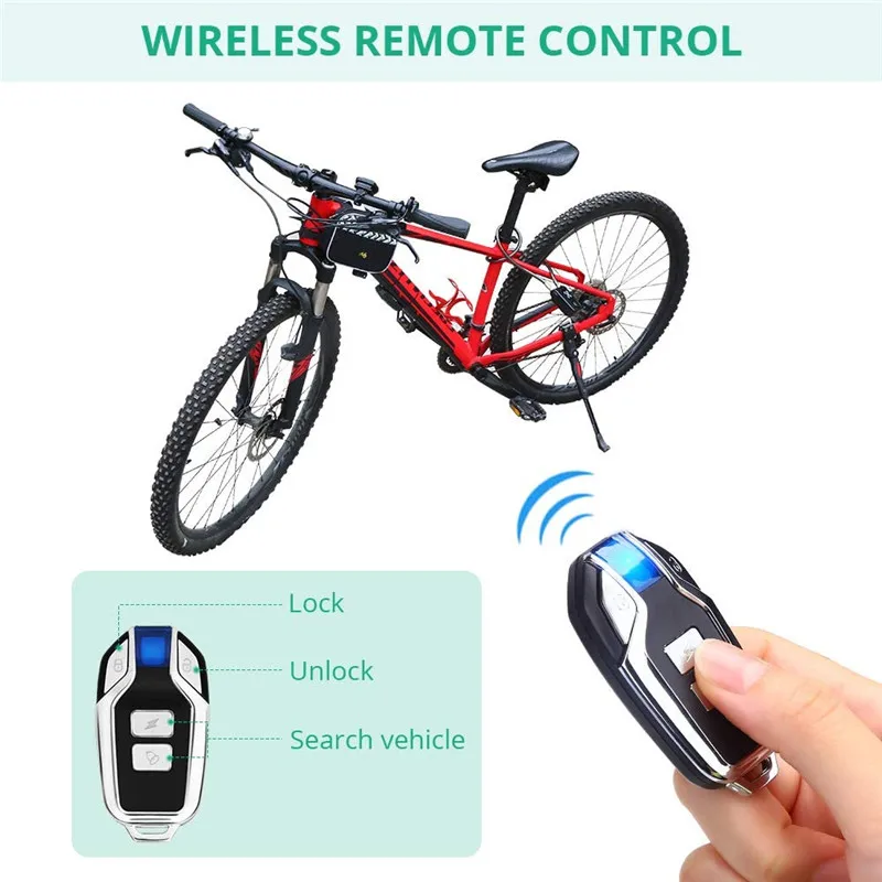 Bicycle Lock Alarm with Remote Universal Security Alarm Clock Lock System Anti-theft Vibration for Bicycle Motorcycle Door