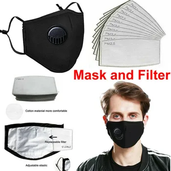 

POWECOM Washable PM2.5 Face Mouth Mask Anti Dust and Air Pollution With Respirator Filters Breathable Valve Mask 3D Mouth Cover