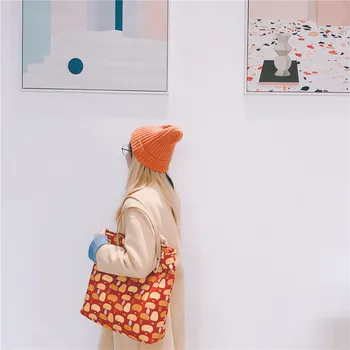 

New Year Lucky Pig Printed Cloth Bag Shoulder Bag Female Cute Harajuku Style Imported Cotton Thicken Model