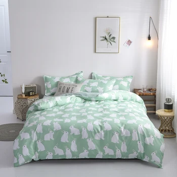 

Cartoon bedding sets rabbit duvet cover sets stripe bed flat sheet twin full queen king quilt cover set single double bedclothes