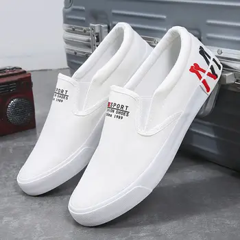

2020 Spring New Men's Shoes Plus Size 39-47 Casual Sneakers White Canvas Shoes Boys Sport Sneakers Comfortable Men Loafers