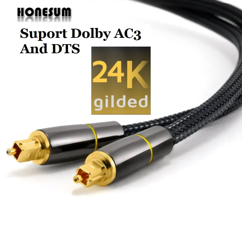 Honesum SPDIF 5 1 Dolby 7 Саундбар Toslink оптоволоконный кабель позолоченный Цифровой