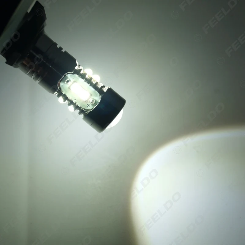 FEELDO 2 шт. автомобиль H27W/2 881/894/899 50 Вт 10-SMD светодиодный противотуманный свет дневная лампочка с объективом проектора# HQ4566
