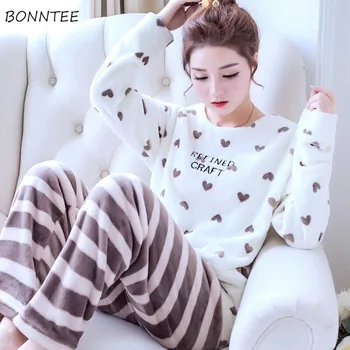

Pajama Sets Women Coloful Cartoon Printing Long Sleeve Full Length O-Neck Pajamas Womens Winter Home Sleepwear High Quality Chic